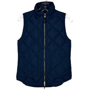 J. Crew Quilted Puffer Vest Full Zip Womens XXS Navy Blue Gorpcore Preppy NWOT